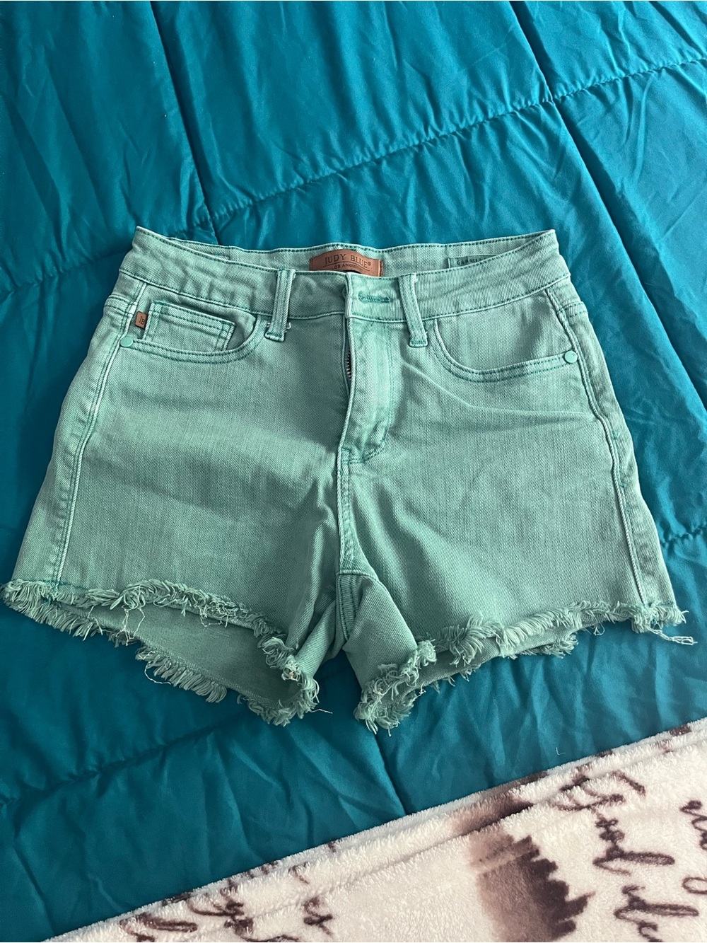 Judy Blue Women’s Mint Green Denim Cutoff Shorts